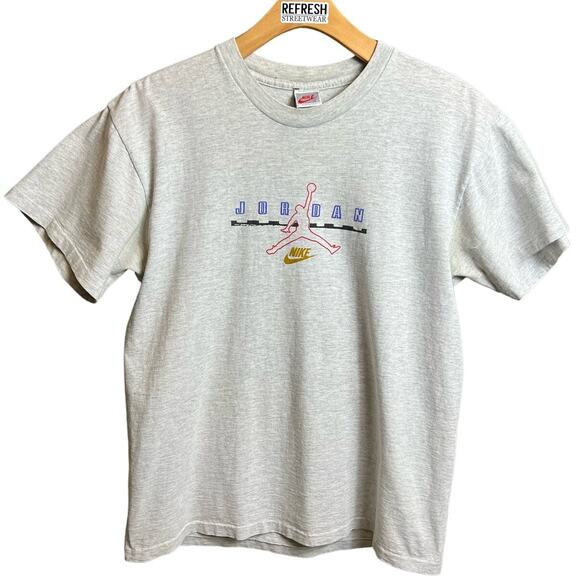 90s Vintage Nike Michael Jordan Tee Grey Basketball Large - Picture 1 of 8